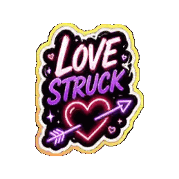 Neon Sign Love Struck Arrow Through Heart Sticker