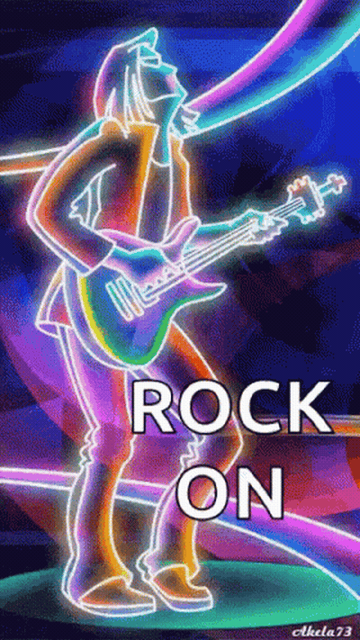 Neon Sign Man Playing Guitar Rock On GIF