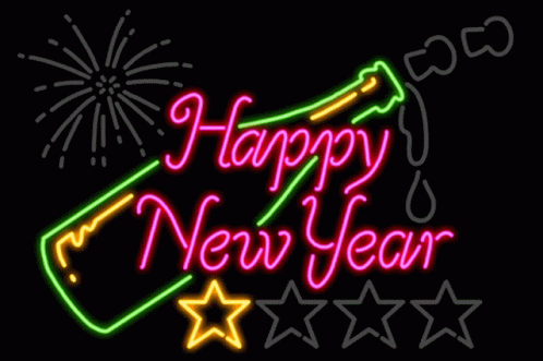 Neon Sign Reading Happy New Year GIF