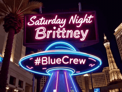 Neon Sign Saturday Night Brittney Blue UFO GIF