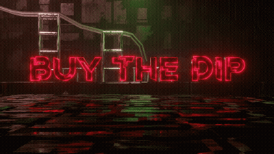 Neon Sign Saying Buy The Dip GIF