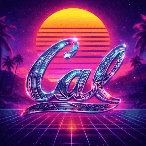 Neon Sign Saying Cal With Palm Tree GIF