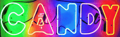 Neon Sign Saying Candy GIF