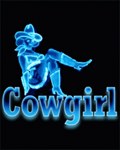 Neon Sign Saying Cowgirl With A Cowboy GIF
