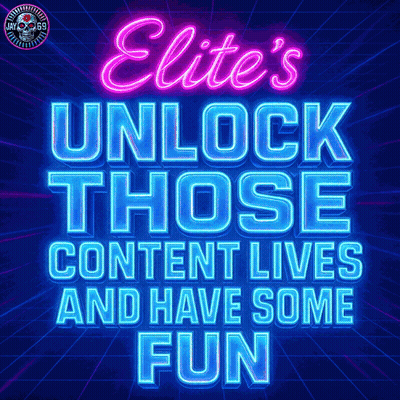 Neon Sign Saying Elite Unlock Those Content Lives And Have Some Fun GIF