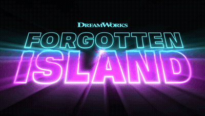 Neon Sign Saying Forgotten Island GIF