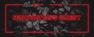 Neon Sign Saying Innovator's Quest In Red GIF