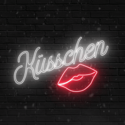 Neon Sign Saying Kusschen GIF
