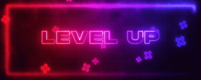 Neon Sign Saying Level Up In Red And Purple GIF