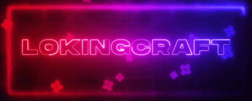 Neon Sign Saying Lokingcraft In Red And Blue GIF