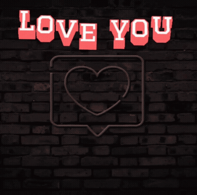 Neon Sign Saying Love You With Heart GIF