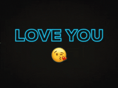 Neon Sign Saying Love You With Smiley Face GIF