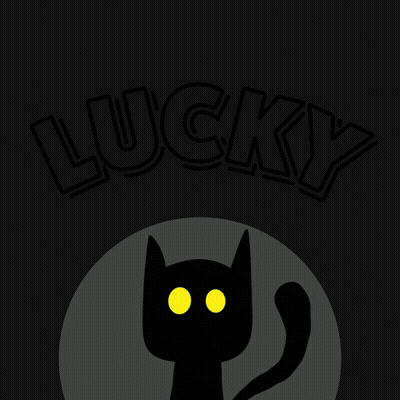 Neon Sign Saying Lucky With Cat GIF
