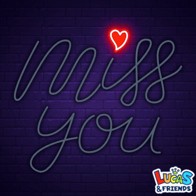 Neon Sign Saying Miss You With Red Heart GIF