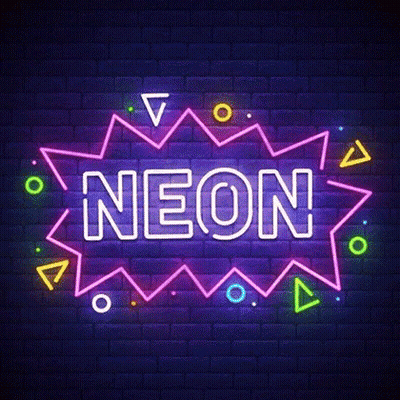 Neon Sign Saying Neon On Brick Wall GIF