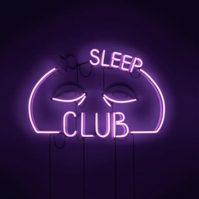 Neon Sign Saying No Sleep Club GIF