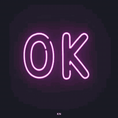 Neon Sign Saying OK On Purple Background GIF