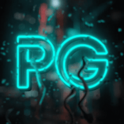Neon Sign Saying PG Lit Up GIF