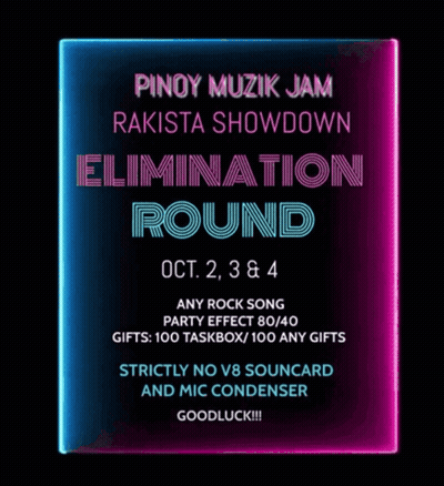 Neon Sign Saying Pinoy Muzik Jam Rakista Showdown Elimination Round GIF
