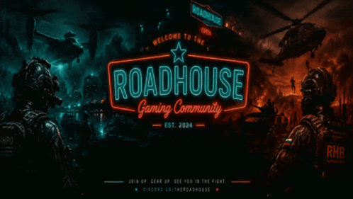 Neon Sign Saying Roadhouse Gaming Community GIF