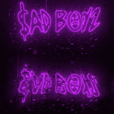 Neon Sign Saying Sad Boy On Purple Background GIF