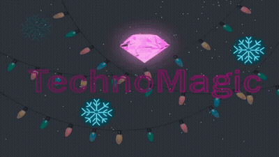 Neon Sign Saying Technomagic With Diamond GIF