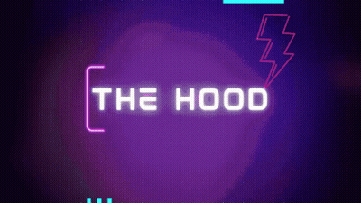 Neon Sign Saying The Hood With Lightning Bolt GIF
