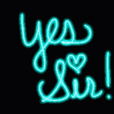 Neon Sign Saying Yes Sir With Hearts GIF