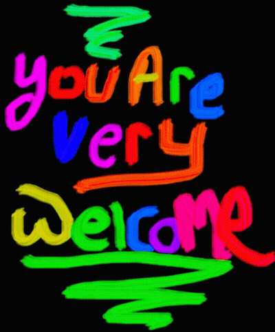 Neon Sign Saying You Are Very Welcome GIF