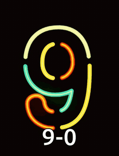 Neon Sign With Number 9 And 0-0 GIF