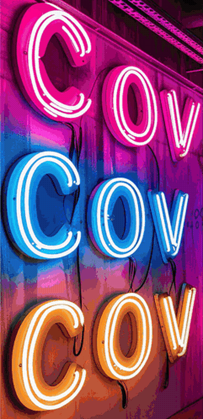 Neon Signs Saying Cov Cov Cov GIF
