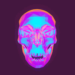Neon Skull Exploding To Pieces