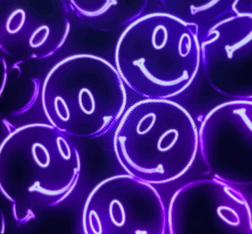 Neon Smiley Faces With The Words Hello Have A Great Day GIF