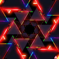Neon Triangles Tunnel Flight GIF