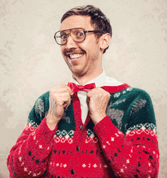 Nerdy Guy Loves Ugly Sweater GIF