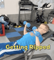 Nerdy Kid Getting Ripped Working Out GIF