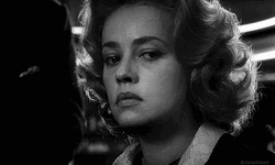 Nervous Jeanne Moreau Guilty Stare  GIF