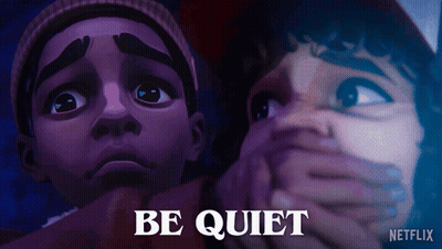 Netflix Ad Boy Being Held Saying Be Quiet GIF
