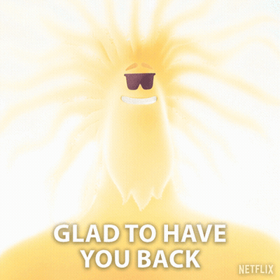 Netflix Ad Cartoon Saying Glad To Have You Back GIF