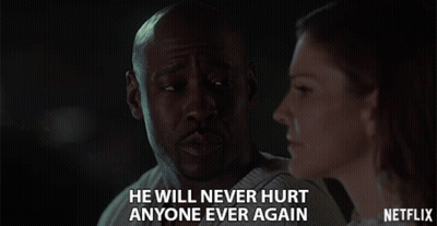 Netflix Ad Man And Woman Looking At Each Other He Will Never Hurt Anyone Ever Again GIF