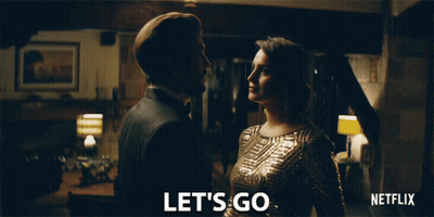 Netflix Ad Man And Woman Looking Into Each Other's Eyes Saying Let's Go GIF