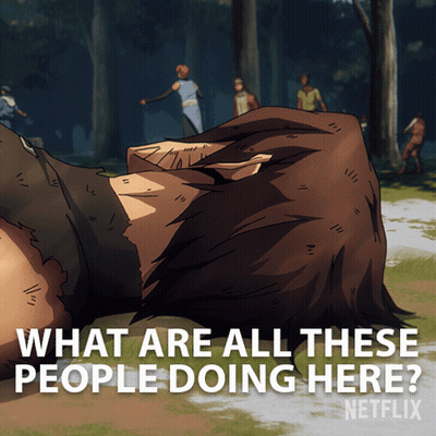 Netflix Ad Man Laying On Ground Saying What Are All These People Doing Here GIF