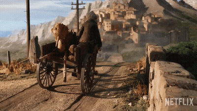 Netflix Ad Man Riding Horse-Drawn Carriage GIF