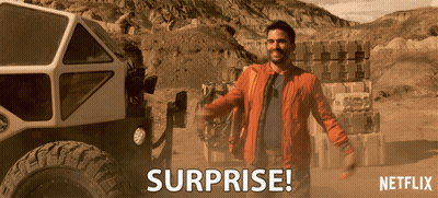 Netflix Ad Man Standing In Front Of Vehicle Saying Surprise GIF