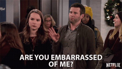 Netflix Ad Man Talking To Woman Saying Are You Embarrassed Of Me GIF