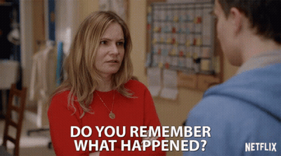 Netflix Ad Woman And Man Talking Saying Do You Remember What Happened GIF