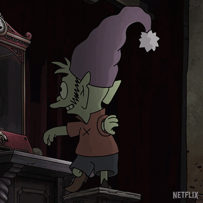 Netflix Cartoon Character Standing In Front Of Clock GIF
