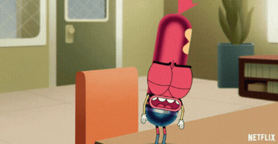 Netflix Cartoon Character Standing On Desk GIF