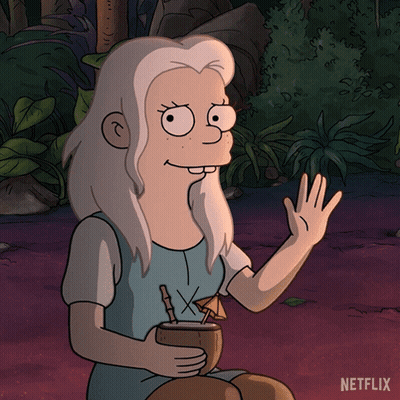 Netflix Cartoon Holding Coconut Drink GIF
