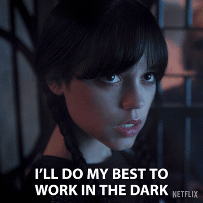 Netflix Girl Saying I'll Do My Best To Work In The Dark GIF